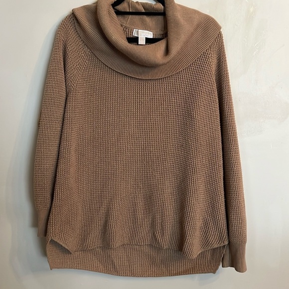 MICHAEL Michael Kors Sweaters - Michael Kors Camel Waffle Knit Cowl Neck Relaxed Fit Sweater Size L